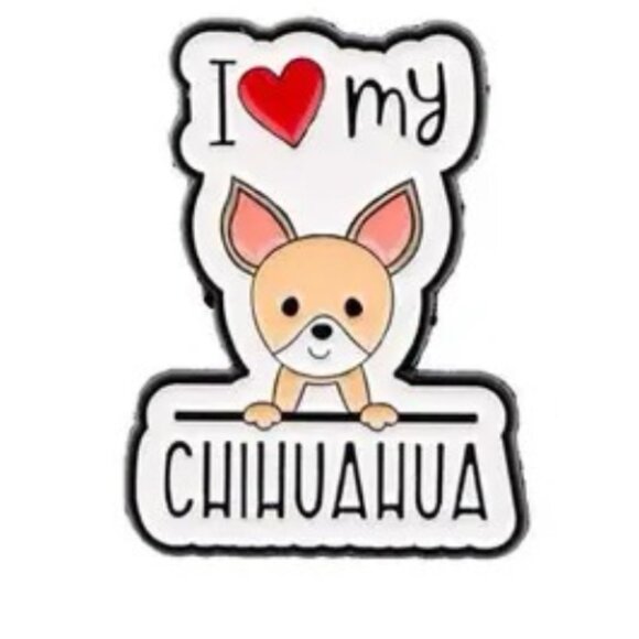 New! I Love my Chihuahua Dog Puppy Enamel Pin Brooch Heart - Picture 4 of 5